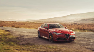 Red alfa coupe country road - a cloudy day free wallpaper for desktop