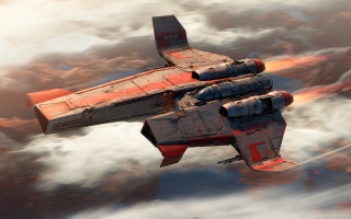 Red grey plane flying clouds - plane free wallpaper for desktop