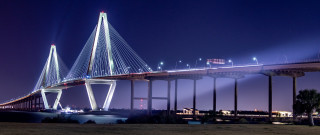 Night lit bridge cityscape starry - elizabeth charleston free wallpaper