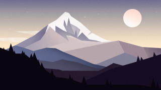 Mountain moon starry sky illustration - amir zand free wallpaper for desktop
