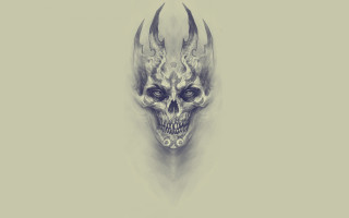 Skull horns demon face ultrafine - skull free wallpaper