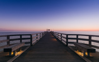 Long pier dusk ocean tilt - a long pier free wallpaper