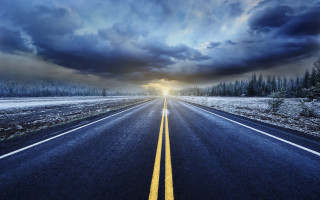 Clouds sky road trees sunset - cloud and trees free wallpaper