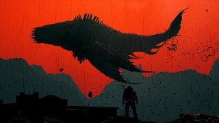 Man giant bird red sky - a giant bird free wallpaper