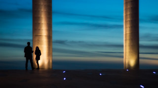 Night people pillars lights sky - camille bouvagne free wallpaper for desktop