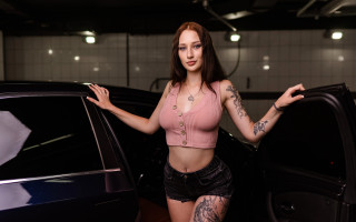 Woman tattoo car garage brownhair - tattoo free wallpaper