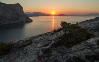 Sunset water tree mountains city - arkhip kuindzhi free wallpaper