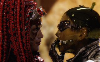 Afrofuturism cyberpunk biopunk masked boys - a bottle free wallpaper