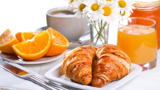 Orange juice croissants flower food - a glass free wallpaper for desktop