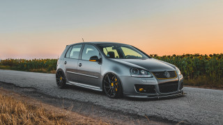 Silver car cornfield sunset road - golden hour free wallpaper