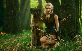 Elf archer dog forest cosplay - arrow free wallpaper for desktop