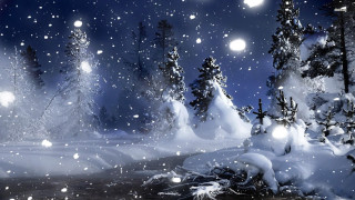 Snowy night stream trees full - a snowy night free wallpaper