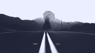 Person umbrella road mountains outdoors - atey ghailan free wallpaper