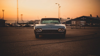 Sunset car parking lot ultrafine - free vintage wallpaper