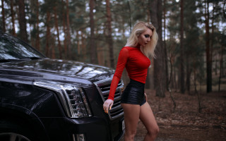 Woman black suv woods blonde - a black suv free wallpaper