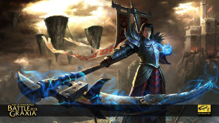 Woman sword castle dragon heroic - league of legends concept art free wallpaper for desktop