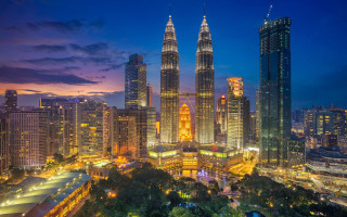 Malaysia skyline night city lights - tall building free wallpaper