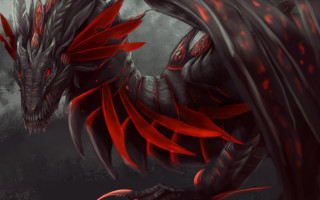Red dragon black wings dark - black wing free wallpaper
