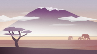 Elephants mountain field trees snow - a group of elephants free wallpaper