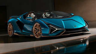 Blue sports car garage open 3 - panfuturism free wallpaper for desktop