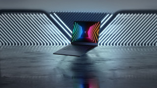 Laptop table wall lines neon - a laptop computer free wallpaper for desktop