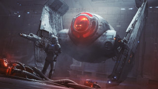 Sci fi fighter man spacecraft 2 - cedric peyravernay free wallpaper