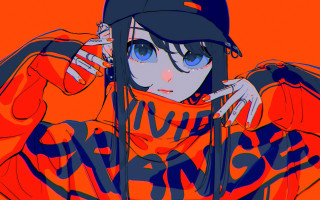 Girl orange cap glove manga - a baseball cap free wallpaper