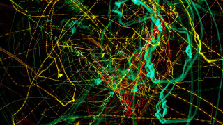 Green yellow lines abstract fence - long exposure free wallpaper for desktop