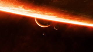 Planets orange glow space night - a group of planets free wallpaper