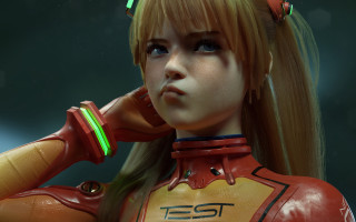 Souryuu asuka langley cyberpunk 3d - a red outfit free wallpaper