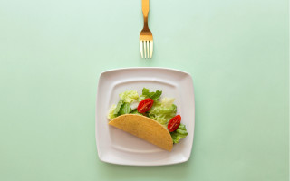 Plate taco fork green background - a white plate free wallpaper