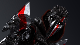 Futuristic robot redwhite stripe black - a black helmet free wallpaper