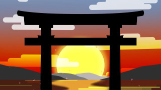Sunset torii mountain ukiyo e - ukiyoe free wallpaper for desktop