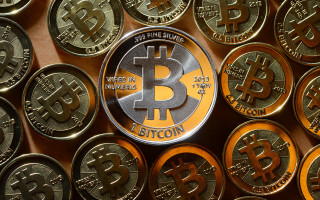 Bitcoin coins futurism clock gear - 16k free wallpaper