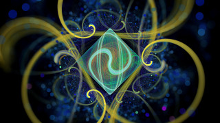 Blue yellow flower swirls spirals - a digital painting free wallpaper for desktop