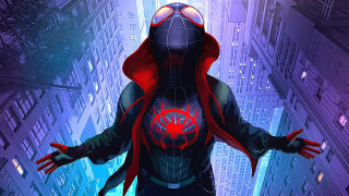 Spider man city night glowing - a man in a spider suit free wallpaper