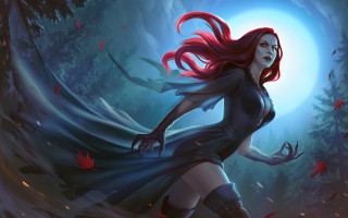 Woman forest fullmoon autumn leaves - charlie bowater free wallpaper