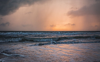 Sunset ocean storm beach impressionist - a storm free wallpaper
