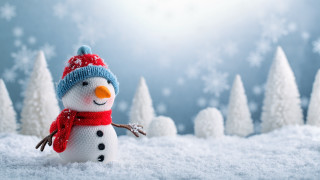 Snowman red scarf blue hat - a snowman free wallpaper
