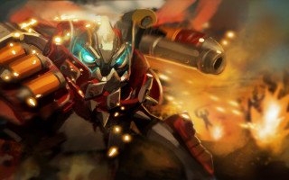 Robot gun fire embers explosion - his hand and a fire in the background free wallpaper