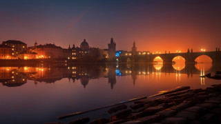 Bridge river city night mystical - a bridge over the water free wallpaper for desktop