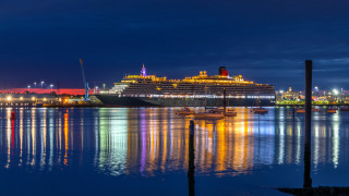 Cruise ship harbor night city - colin middleton free wallpaper