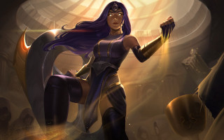 Futuristic woman sword glowing circlet - a futuristic suit holding free wallpaper for desktop