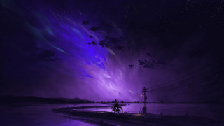 Purple sky magic ride city - the side of the road free wallpaper for desktop