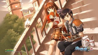 Anime couple stairs clock tower - a clock tower in the background free wallpaper
