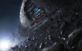 Sci fi space station rocky - a rocky area free wallpaper