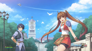 Anime couple clocktower outdoors twintails - official art free wallpaper for desktop