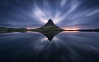 Mountain reflection night clouds sunset - daniel lieske free wallpaper