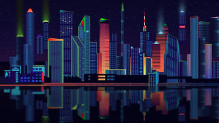 City skyline night lights reflection 2 - alena aenami free wallpaper for desktop