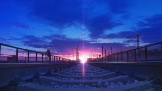 Train sunset platform cityscape reflection - the platform free wallpaper
